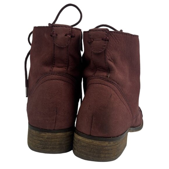 Steve Madden Robin Boots Size 8 Leather Burgundy Red Lace Up Ankle Bootie Troopa - Picture 7 of 11